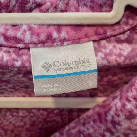 Columbia Magenta Pink Patterned Pull Over Quarter Zip Fleece Jacket L - Picture 4 of 6